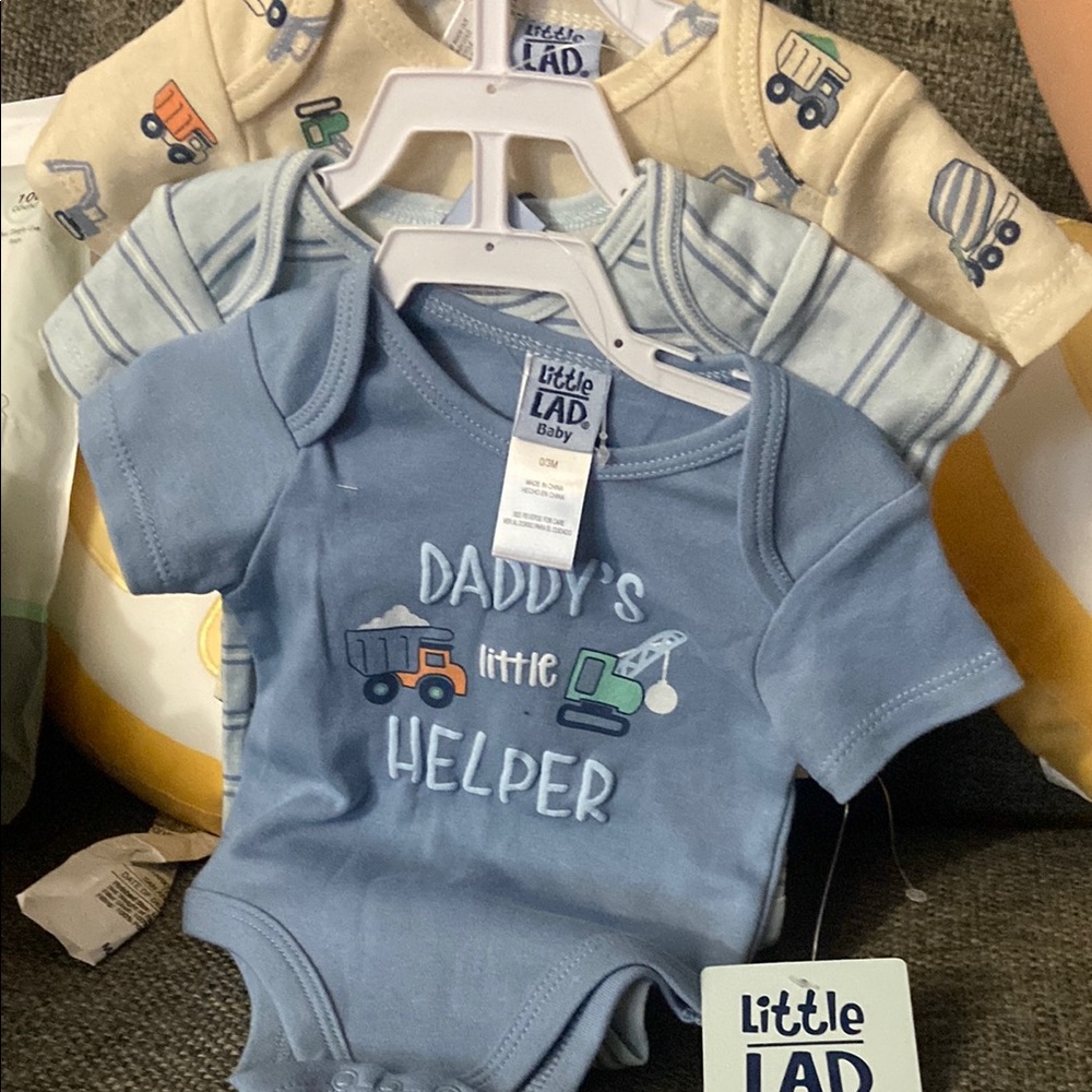 Little Lad Baby Bodysuit Set - Blue, Cream, Yellow